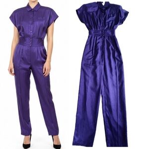 RARE 80’s Joan Walters Purple Windbreaker Pants Jumpsuit Sz 8